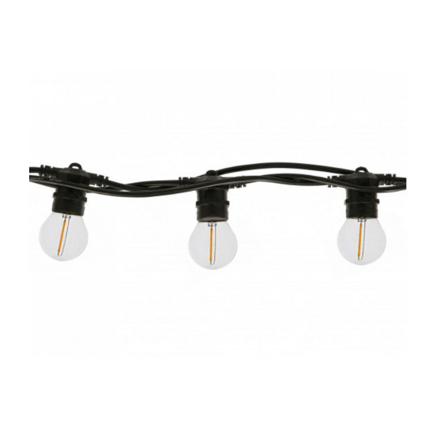 Ghirlanda Luminoasa 5M cu 10 Becuri LED, E27, 1W, Interconectabile,  Cablu cu Pendul Negru, Lumina Calda,de Exterior