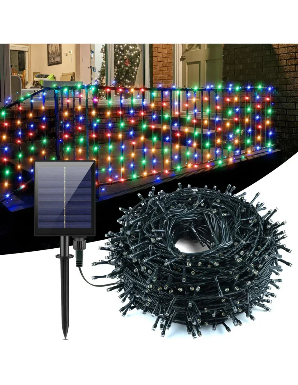Instalatie cu incarcare solara, 500 LED, 50 metri, 12-14 ore de functionare