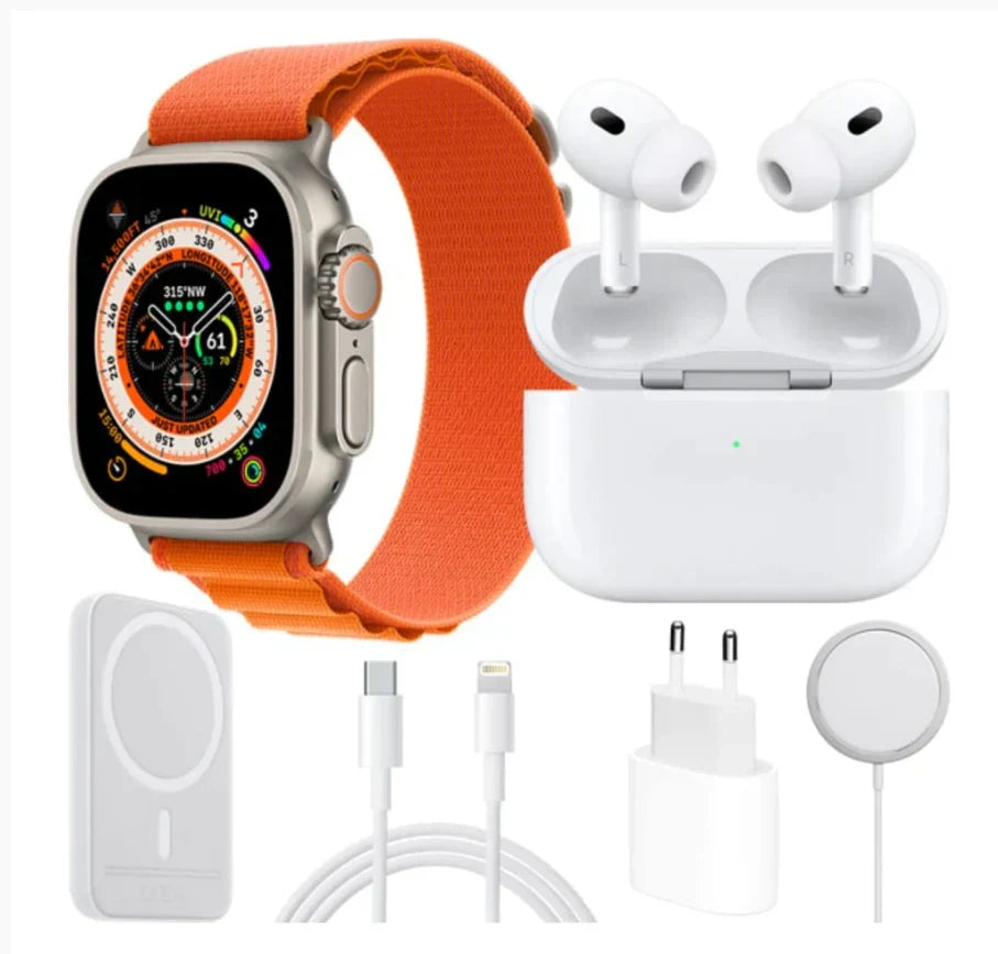 Pachet Promotional Smartwatch X8 ULTRA,Android/Ios, silicon, portocaliu, 10 inch, casti wireless EarPod Pro3 + Accesorii